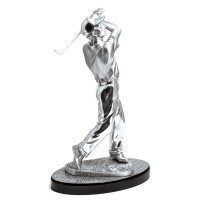Statua in resina argentata "Giocatore di golf"